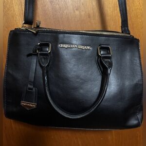 Christian Siriano by Payless Black Faux Leather Handbag Zipper and Magnetic